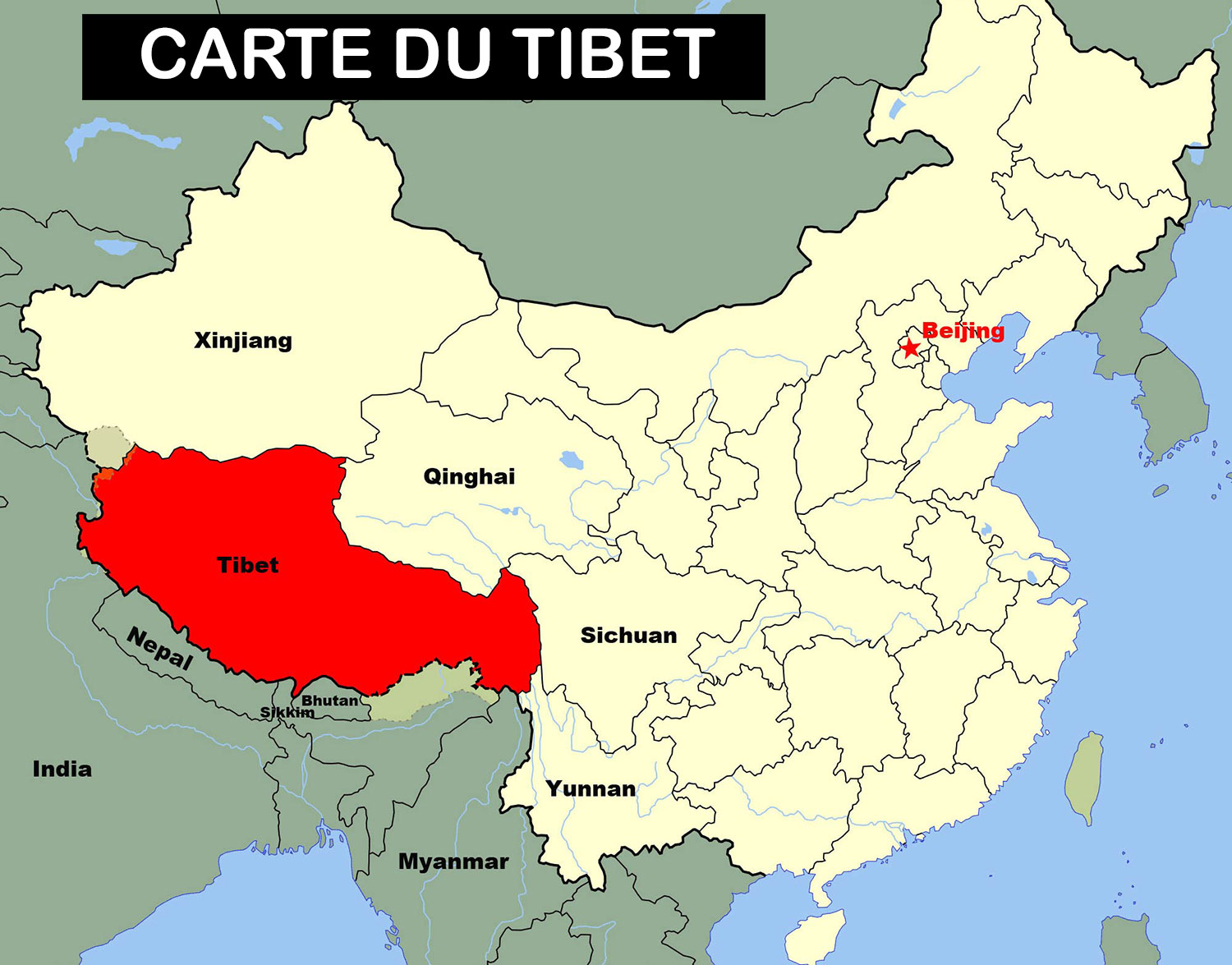 Tibet carte du monde » Vacances - Arts- Guides Voyages