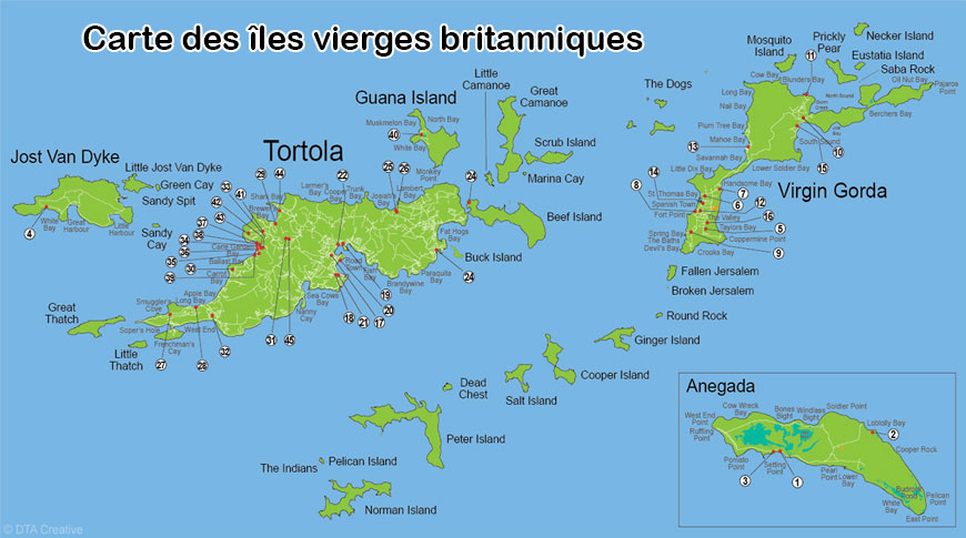 Carte des îles vierges britanniques