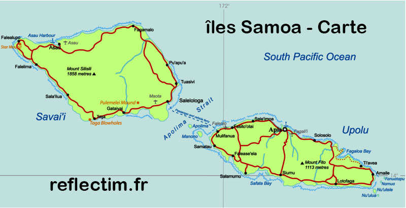 Carte des îles Samoa