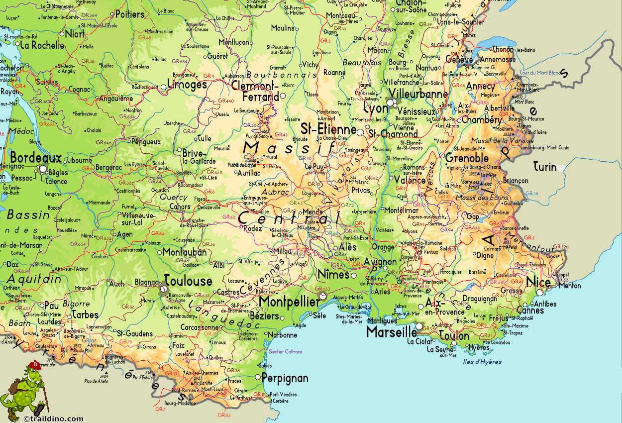 Carte de France Sud