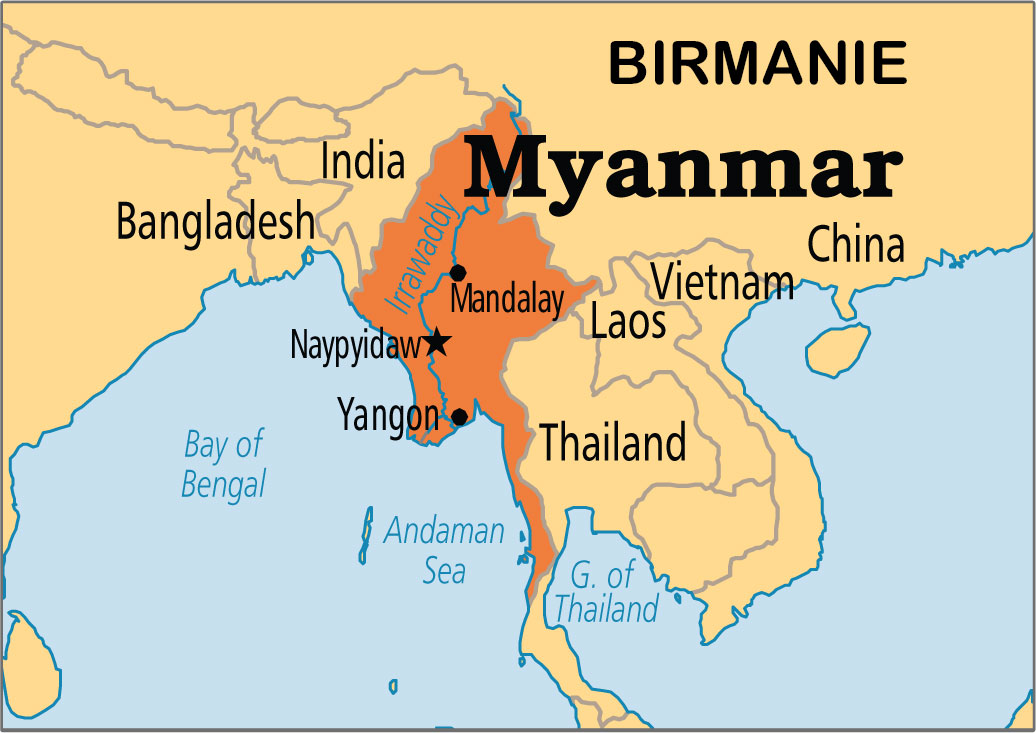 birmanie carte du monde