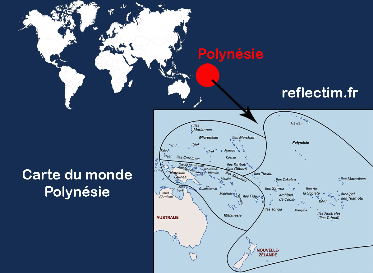 carte monde polynesie - Image