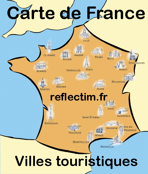 Carte de France des villes touristiques