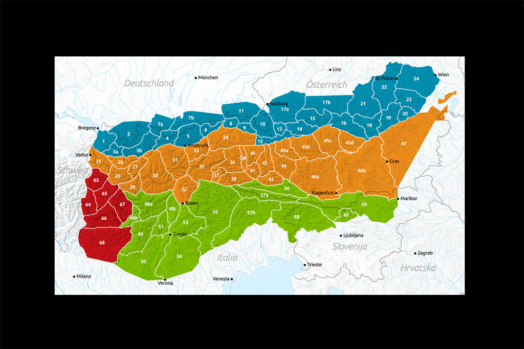 Carte des Alpes Dolomites