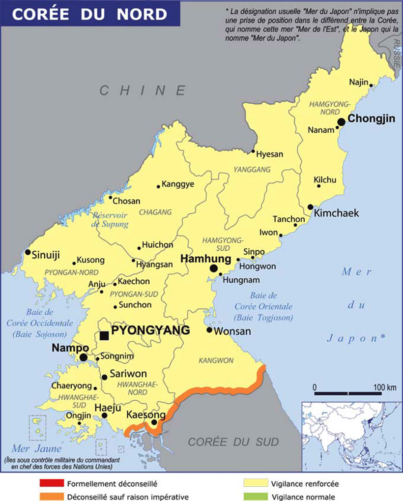 Carte Corée du Nord