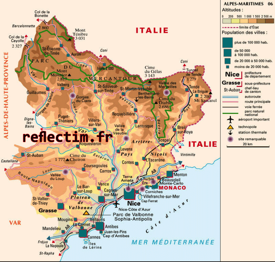 Carte des Alpes Maritimes
