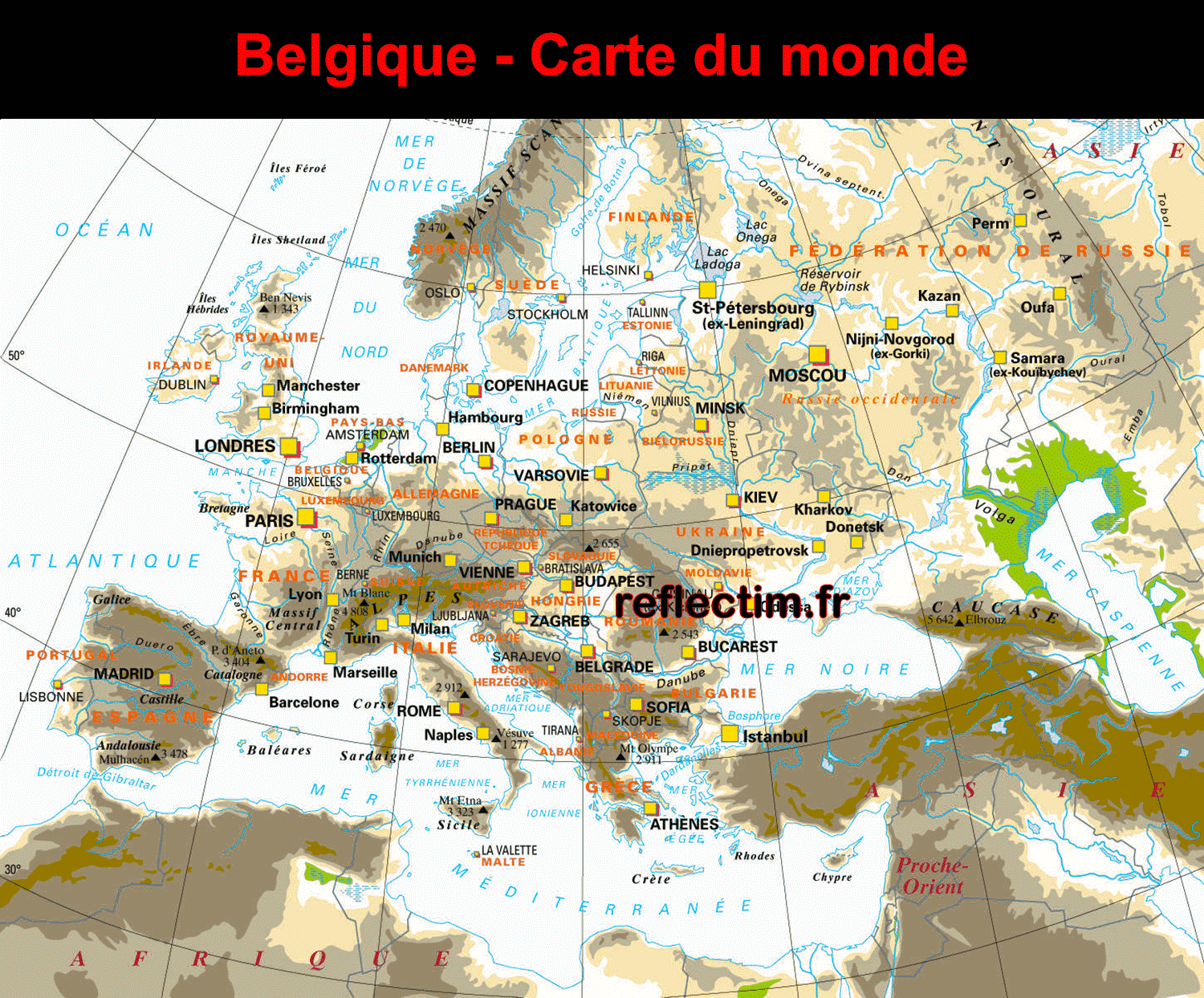 Carte du monde Belgique