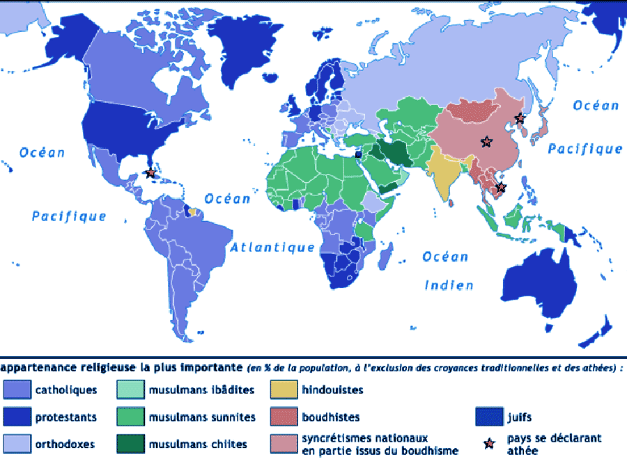 Carte du monde des religions