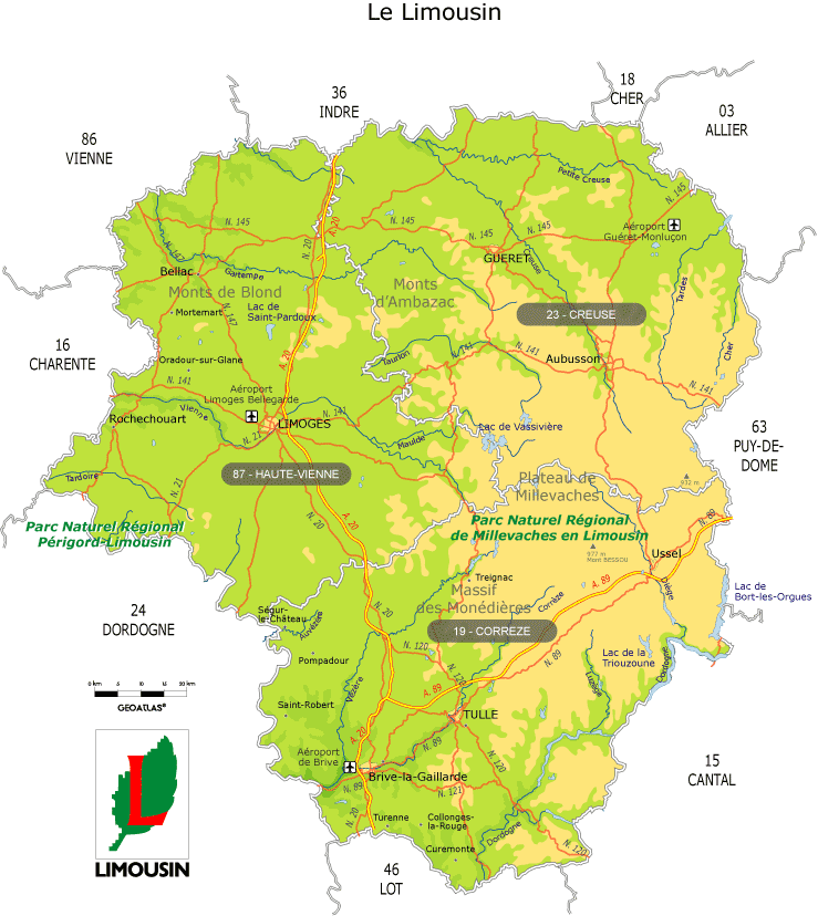Carte du Limousin