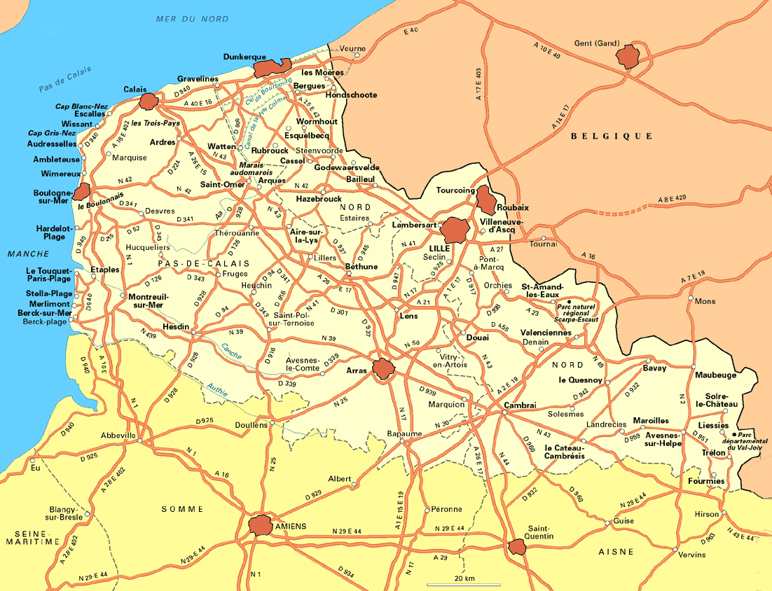 Carte du Nord Pas de Calais