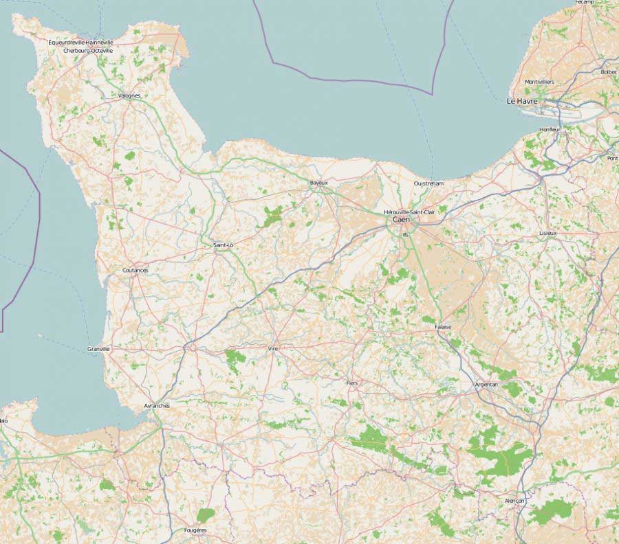 Carte géographique de Basse Normandie