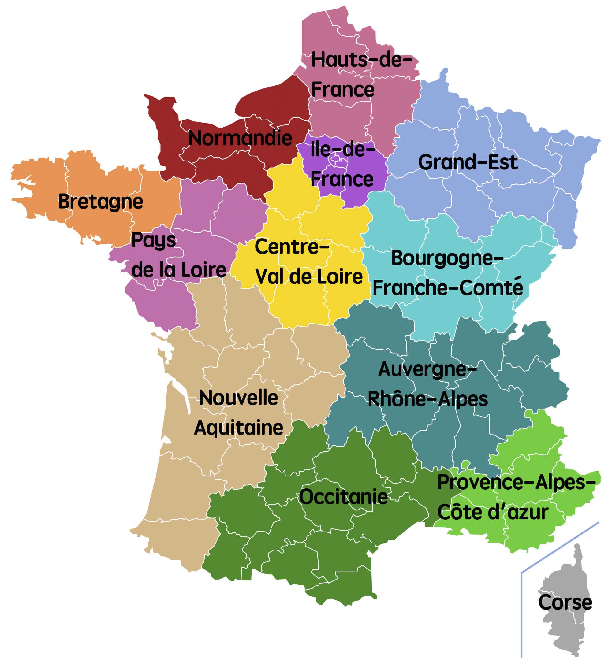Carte de nouvelle Aquitaine