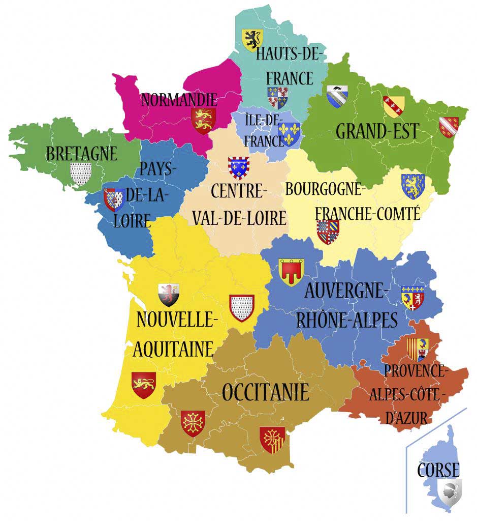 Carte de France avec les nouvelles régions